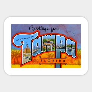 Greetings from Tampa, Florida - Vintage Large Letter Postcard Sticker